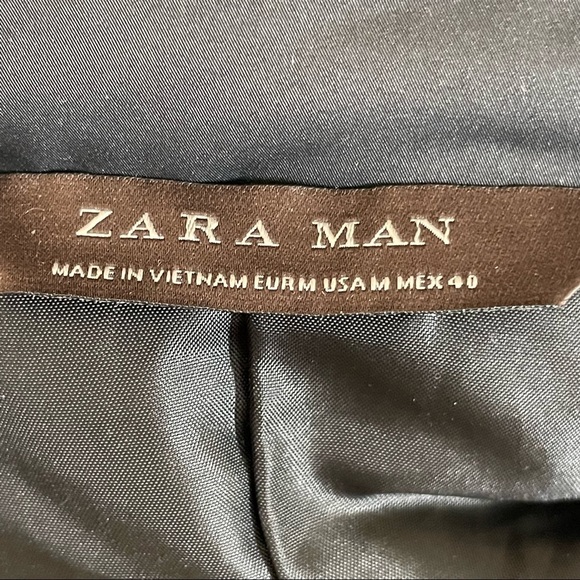 Zara Man Black Faux Fur Hooded Zipper Front Windbreaker Coat Size M - Picture 9 of 11